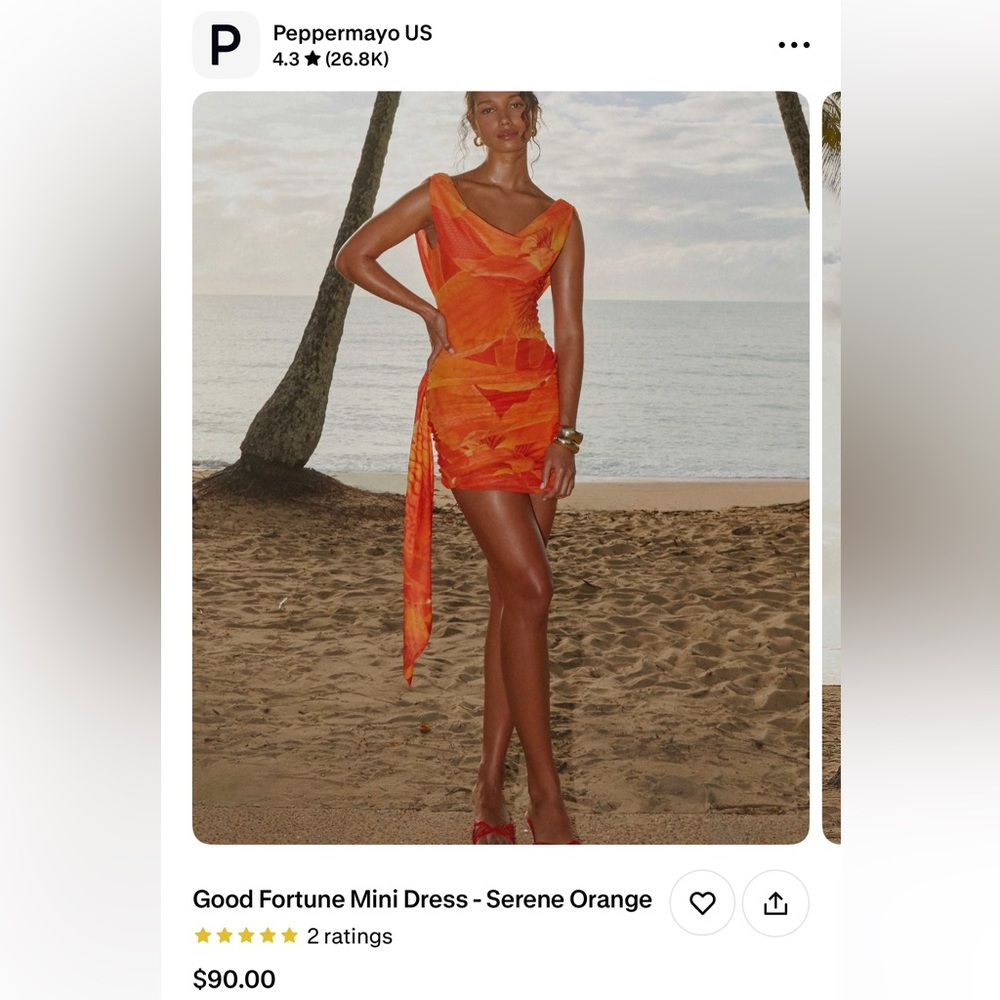 Peppermayo One Shoulder Orange Dress
